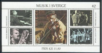 Music on Swedish postage stamps