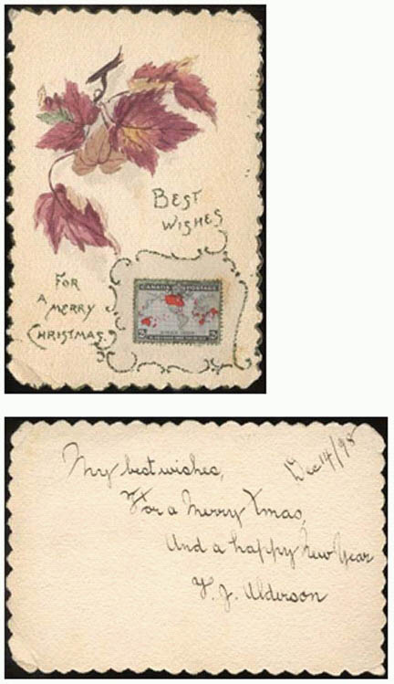 Cards with the first Christmas stamp